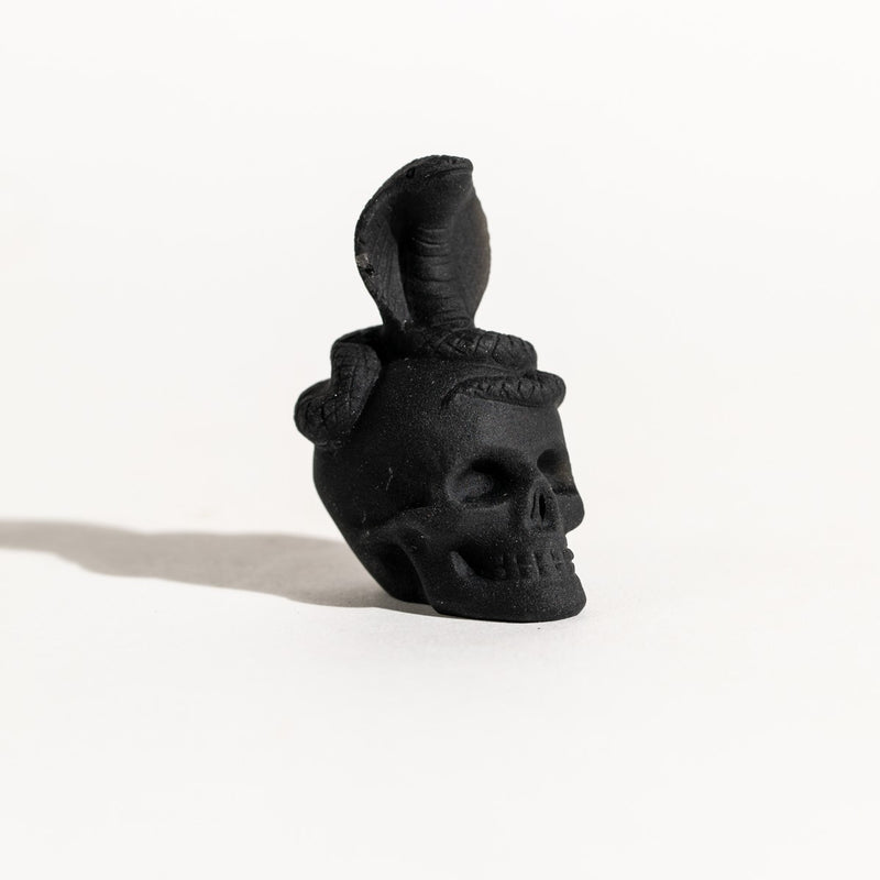 Black Obsidian Skull With Cobra