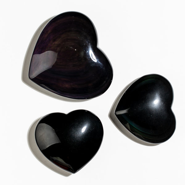 Black Obsidian Rainbow Hearts