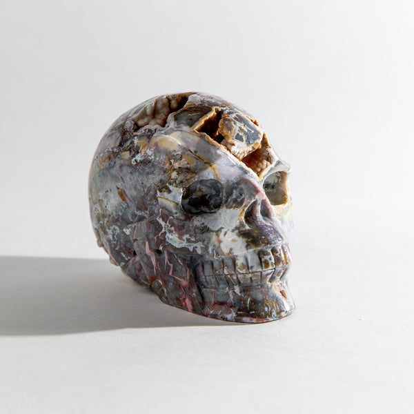 Mexican Agate Skull with Druzy