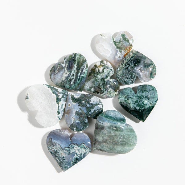 Moss Agate Hearts