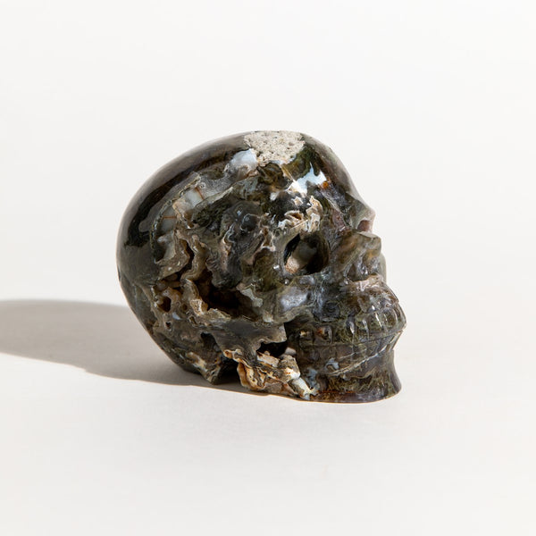 Moss Agate Skull