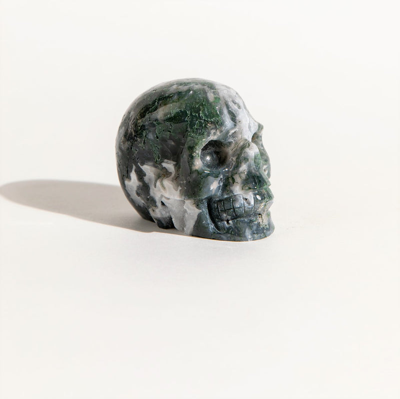 Moss Agate Skull