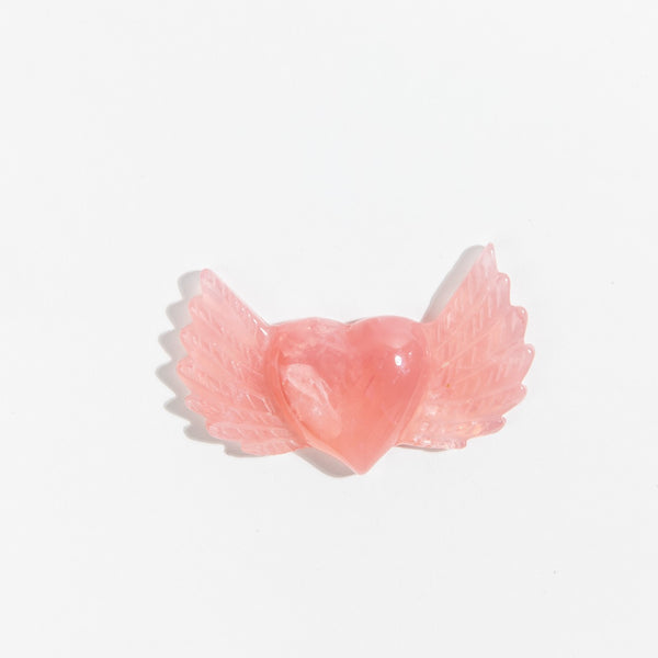 Rose Quartz Heart w Wings